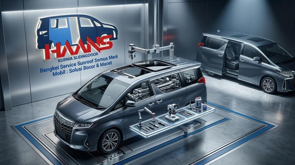 Proses perbaikan dan service sunroof mobil oleh teknisi berpengalaman